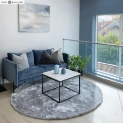 Ronde Vloerkleden - Shaggy Luxe (zilver) -Tapijt Winkel credbilder mall shaggy luxe silver2.jpg