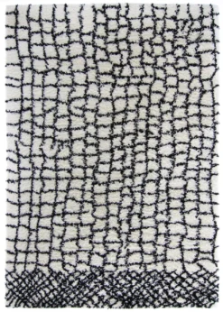 Hoogpolig Vloerkleed - Taverna (zwart/wit)