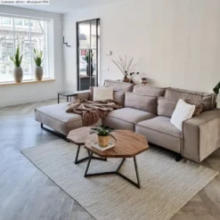 Wollen-vloerkleed - Dhurry (natuur) -Tapijt Winkel huisjeuit1904dhurrynatur.jpg