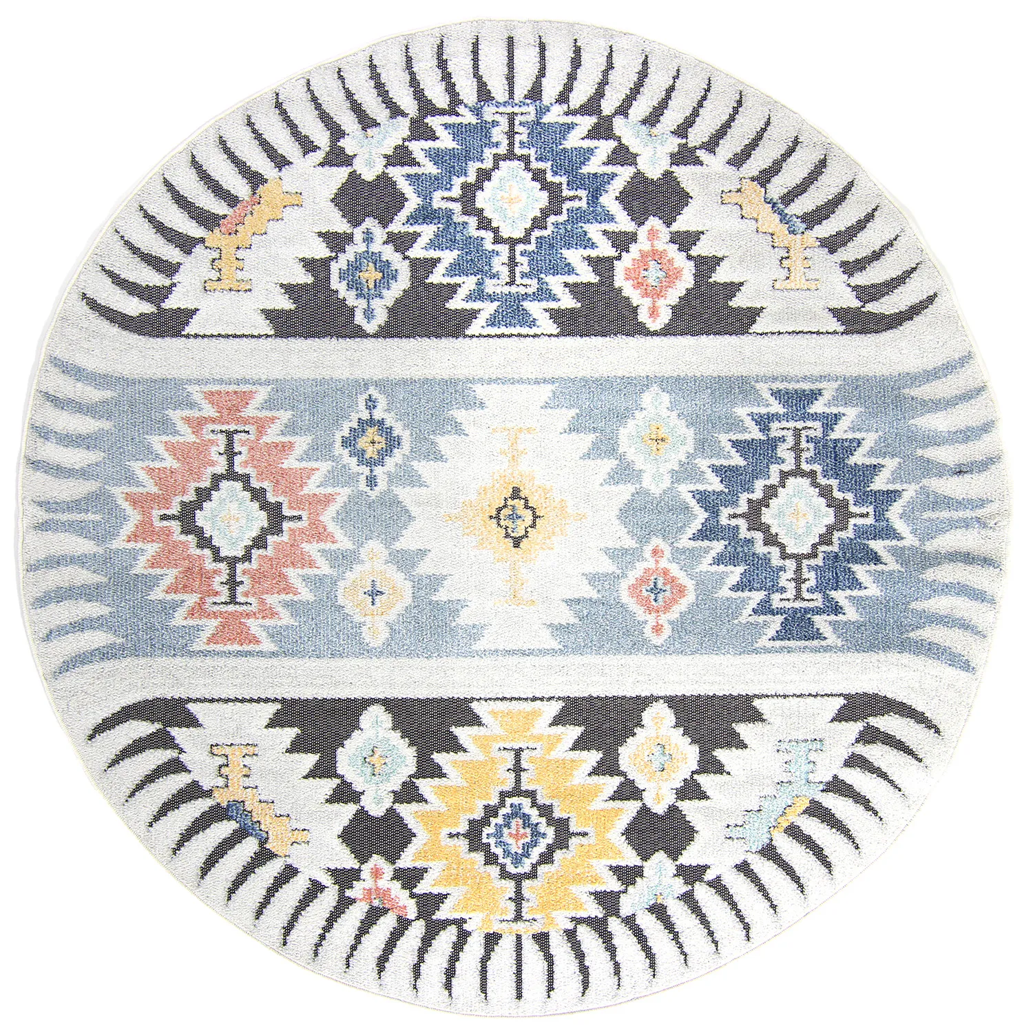 Ronde Vloerkleden - Indoor/Outdoor Sahara (blauw/multi)