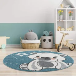 Kindervloerkleed -Teddy Rond (multi) -Tapijt Winkel kinderteppich anime 9386 blau 120x120 rund 2.jpg