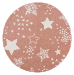 Kindervloerkleed - Stars Rond (roze)