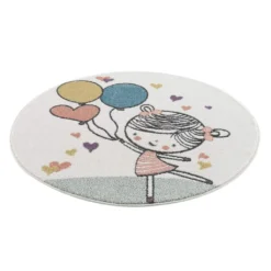 Kindervloerkleed - Balloon Girl Rond (multi) -Tapijt Winkel kinderteppich anime 9393 creme 120x120 rund 6.jpg