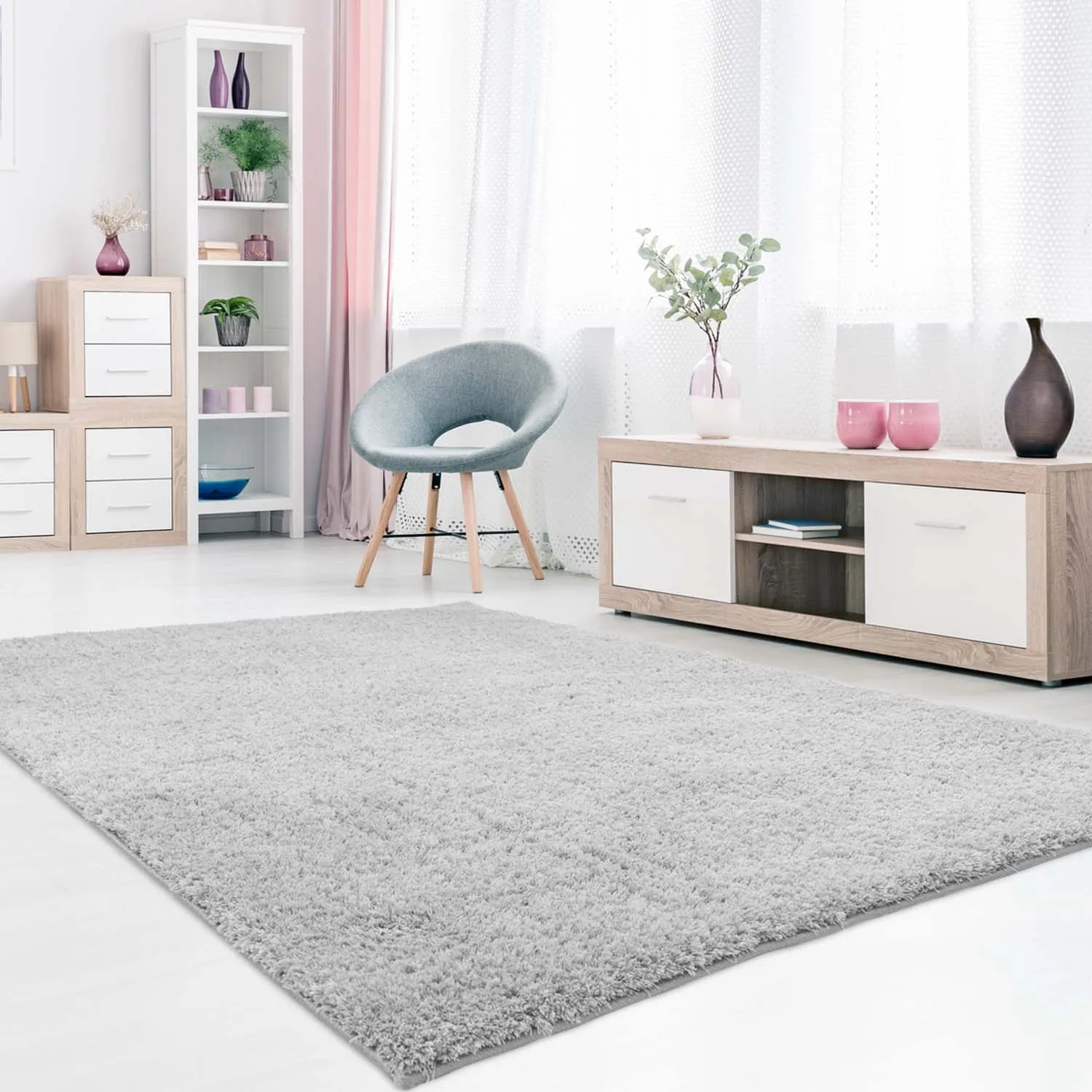 Hoogpolig Vloerkleed - Soft Shine (grijs) 5 Hoogpolig Vloerkleed - Soft Shine (grijs) - Afbeelding 3