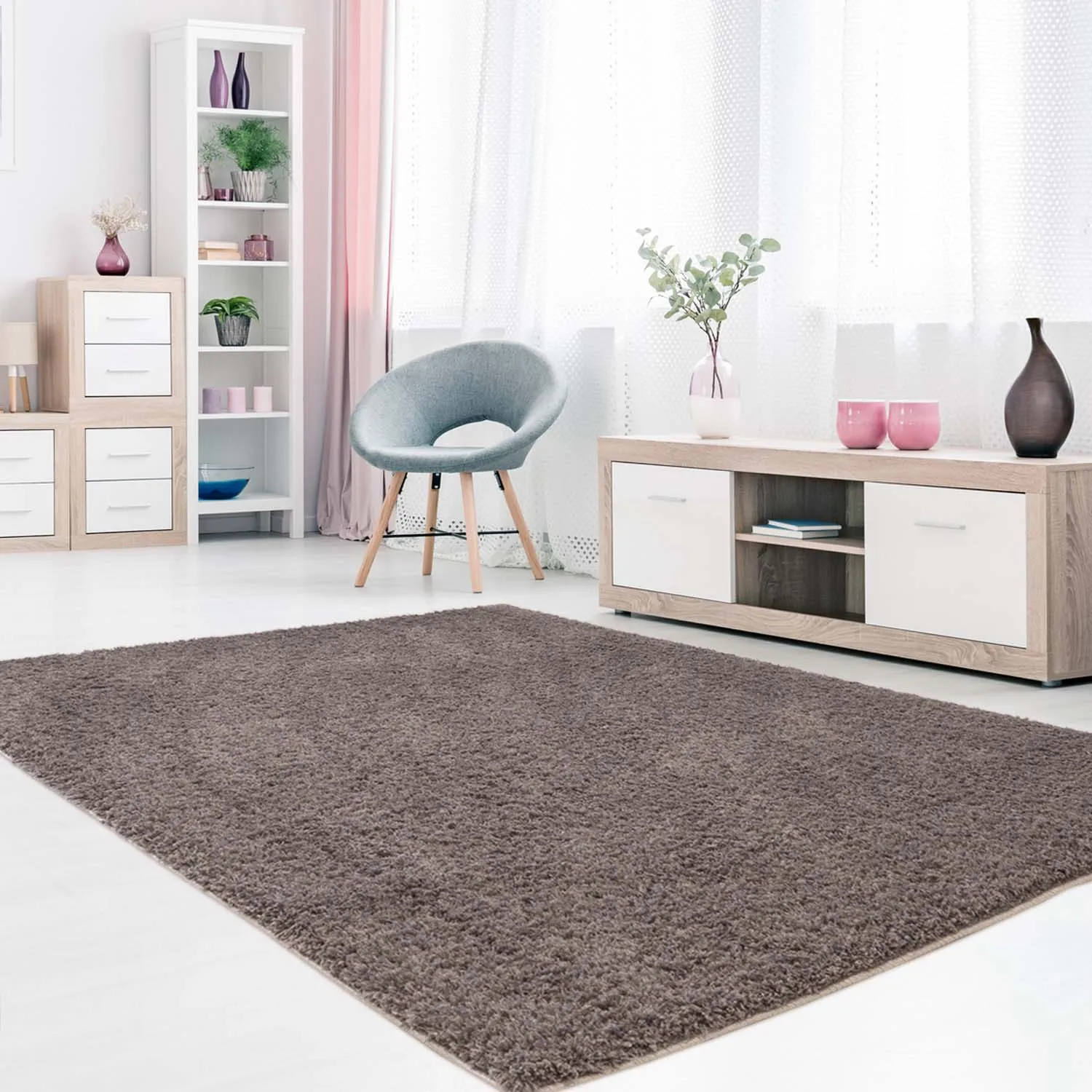 Hoogpolig Vloerkleed - Soft Shine (bruin) 6 Hoogpolig Vloerkleed - Soft Shine (bruin) - Afbeelding 4