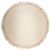 Ronde Vloerkleden - Pike (beige) -Tapijt Winkel ullmatta pike beige round fringes.sandbeige wool carpet ullmatta wollteppich 01r.jpg