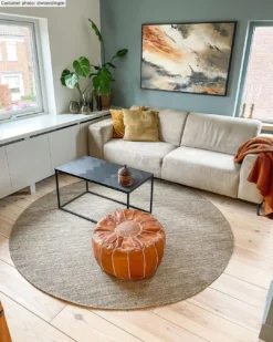 Ronde Vloerkleden - Dhurry (beige) -Tapijt Winkel xxwoondingendhurrybeige1.jpg